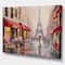 Designart - Lovers in Paris Eiffel Tower - Cityscapes Painting Print on Wrapped Canvas